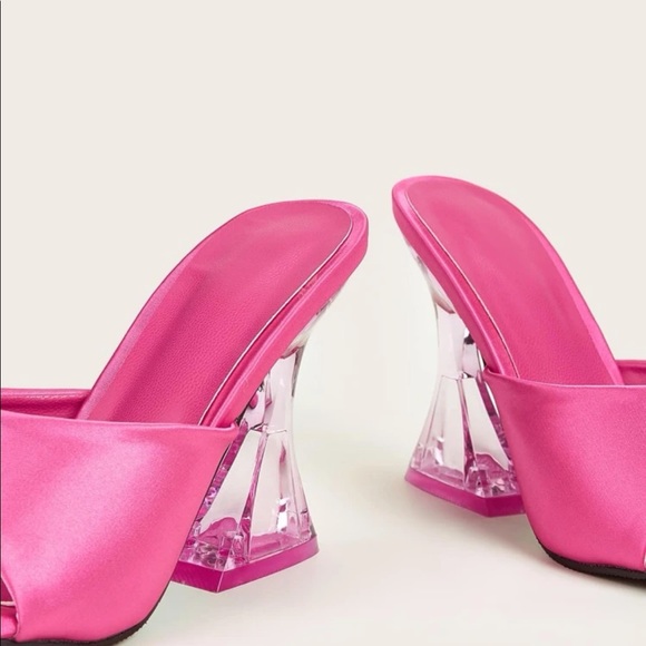 Satin Sculptural Heeled Mule Sandals - Picture 2 of 9